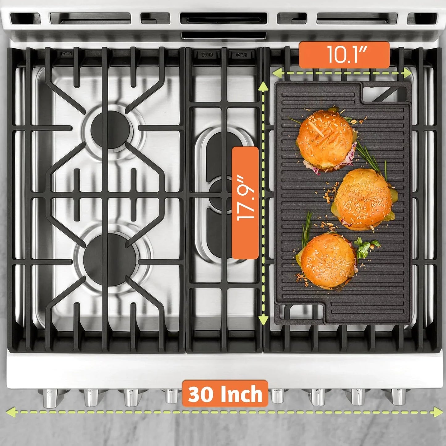 Reversible Cast Iron Grill and Griddle Plate Pan Set, Works on Stove, Grill, and Fire, Size: 10.1" x 17.9"