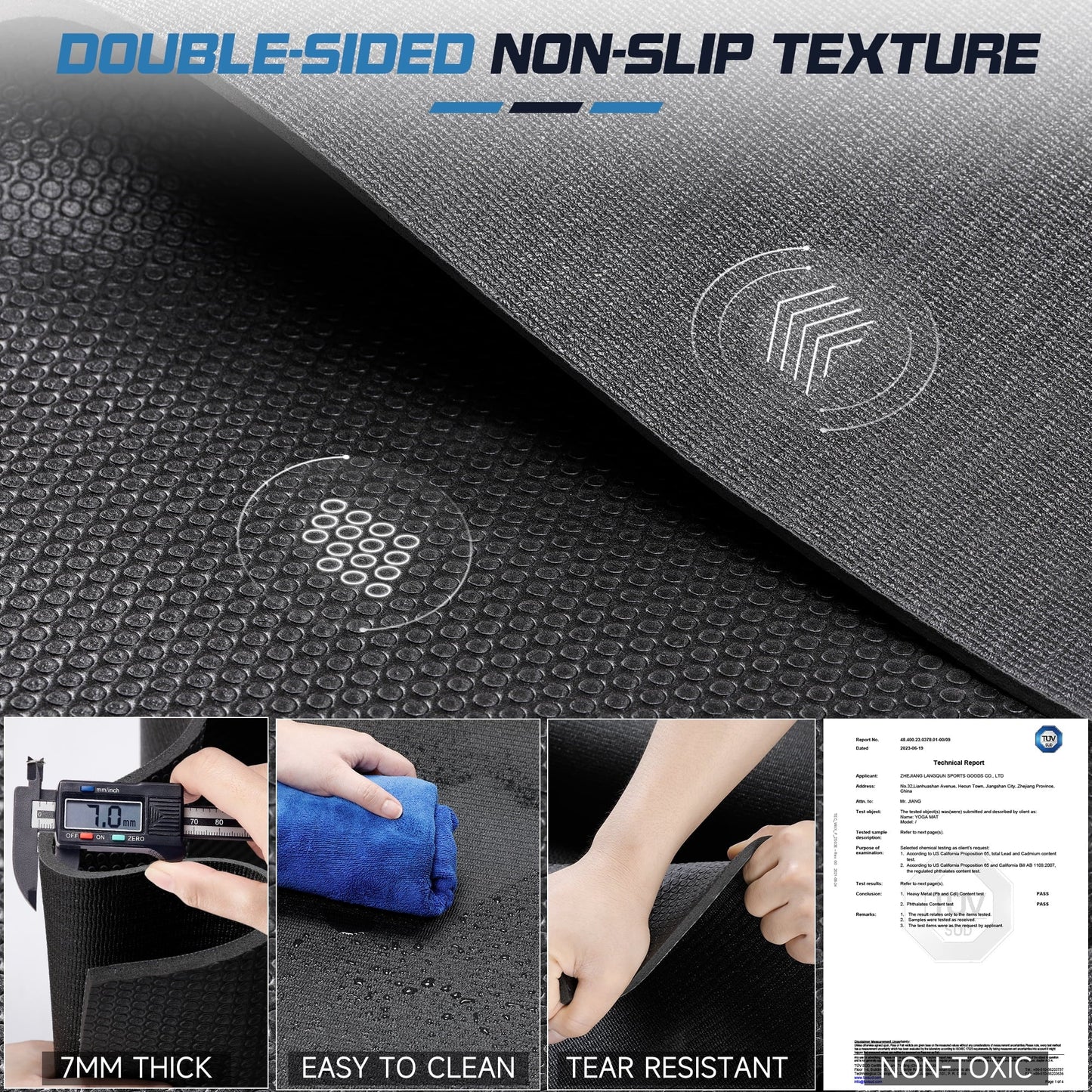 12x6 Ft Workout Mat,Osoeri 1/3-inch Thick Large Exercise Mat for Men and Women Fitness,Black Gym Mat for Yoga,Home Workout, Plyo, Cardio, Jump Rope, Weights