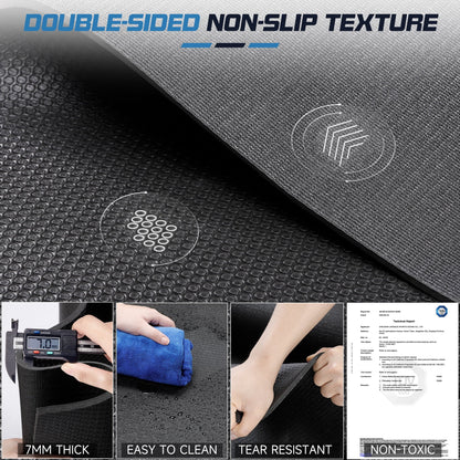 12x6 Ft Workout Mat,Osoeri 1/3-inch Thick Large Exercise Mat for Men and Women Fitness,Black Gym Mat for Yoga,Home Workout, Plyo, Cardio, Jump Rope, Weights