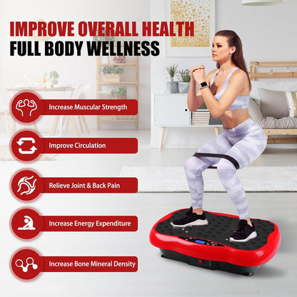 CATGOOD Vibration Plate, Vibration Board Exercise Machine for Lymphatic Drainage, Full Body Workout Vibrating Fitness Platform, Waver Stand for Weight Loss, Home Gym Equipment, Red