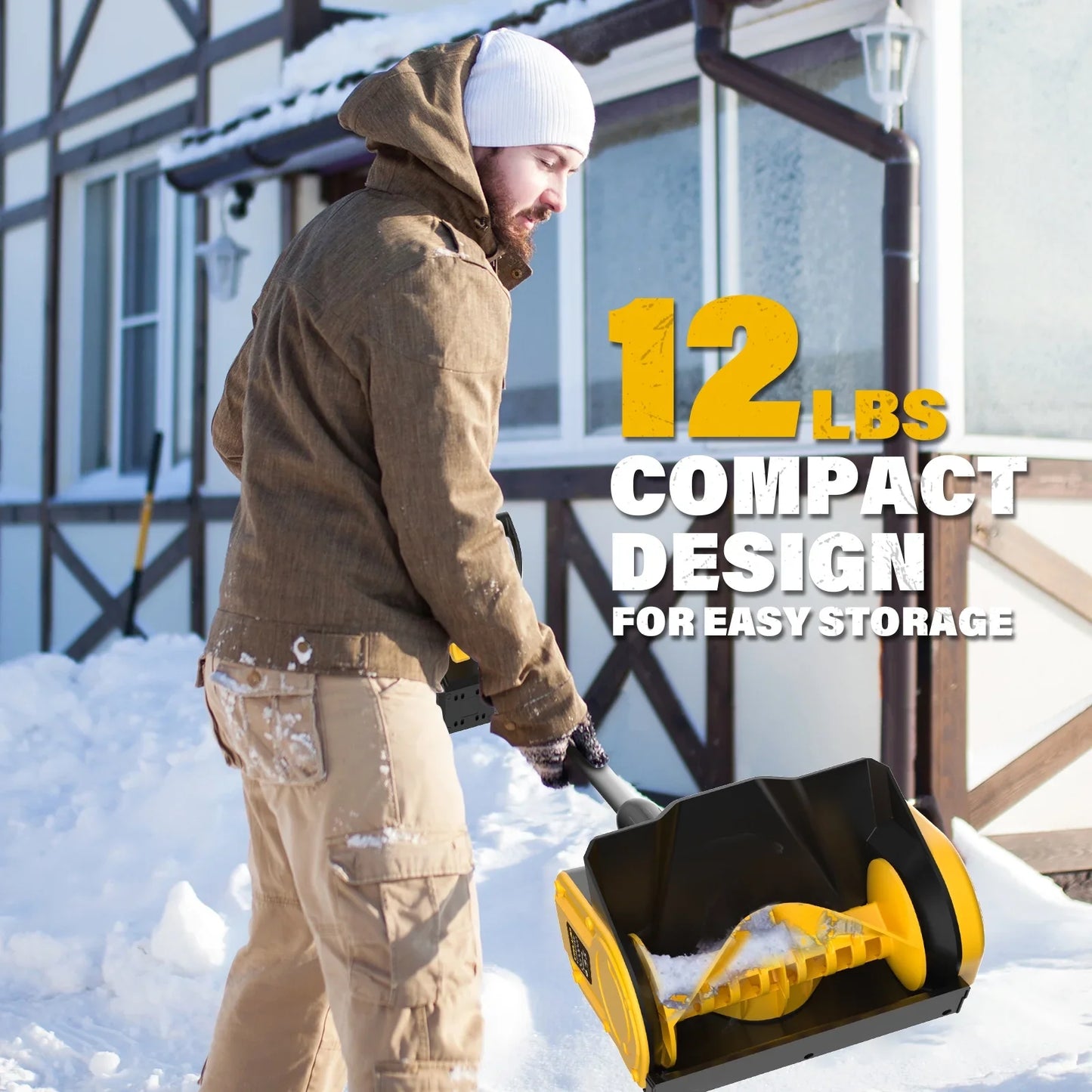 ZEGJAW Electric Snow Shovel, 20V 11-Inch Cordless Snow Shovel, Snow Blower Cordless with Adjustable Front Handle (4-Ah Battery and Quick Charger Included)