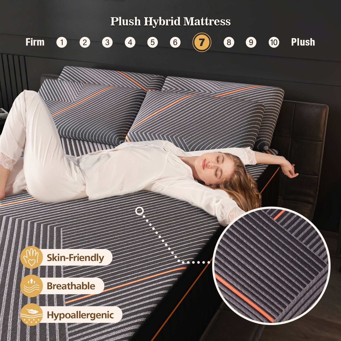 Queen Mattress, 14 Inch Plush Hybrid Mattress, Black Memory Foam with Individually Pocket Coils Mattress Queen Size in Box, Euro Top Mattress for Pressure Relief,Balanced Support