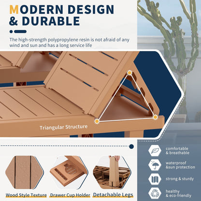 Poteban Oversized Outdoor Chairse Lounge Chair£¬Extra Widen Chaise with Cup