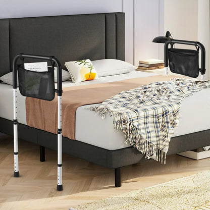 DOULAMI Bed Rails for Elderly Adults, Adjustable Assist Beds Rail for Senior with Storage Bag & Light