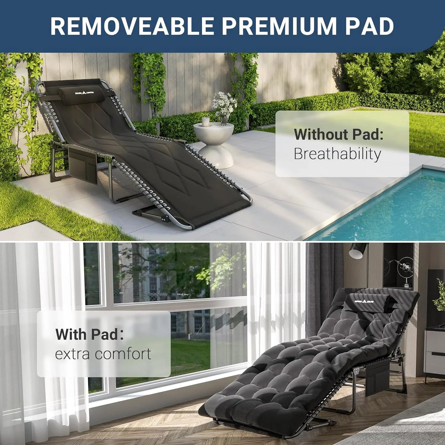 ECOPATIO Foldable Camping Cot with Mattress