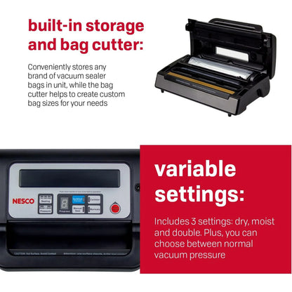 Deluxe Food VS-12 Vacuum Sealer, 130 Watts, Kit Bags & Viewing Lid, Compact, Silver