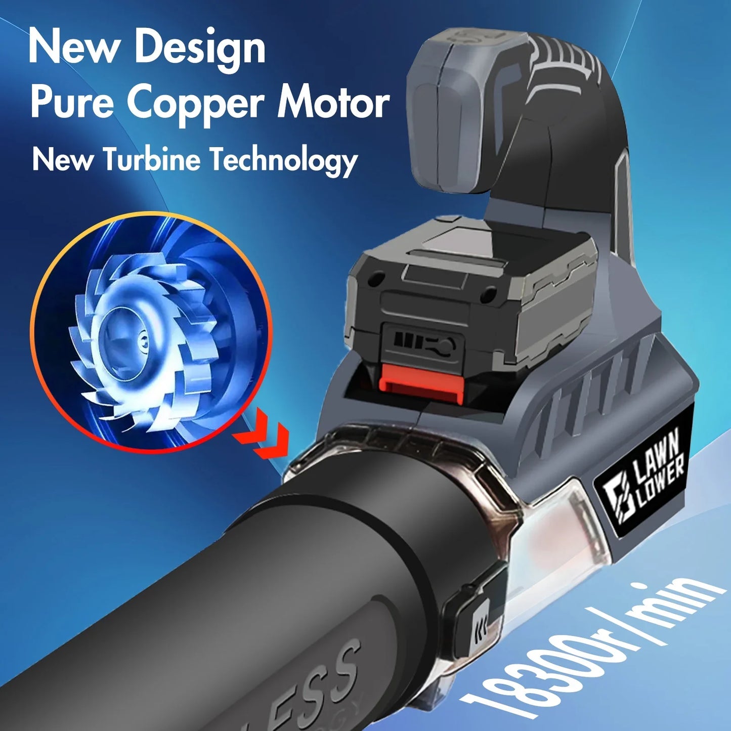 21V Brushless Leaf Blower, 180MPH 374 CFM Battery Leaf Blower, Electric Lightweight Cordless Blower with 2x4.0Ah Battery Charger, for Lawn Care, Patio Cleaning, Blowing Leaves and Dust