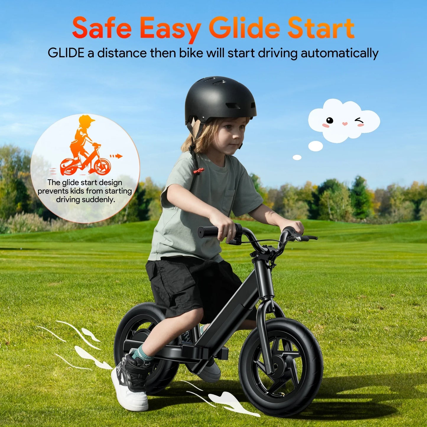 Electric Bike for Kids,100W Electric Motorcycle Up to 10 MPH Electric Dirt Bike with 12 inch Inflatable Tire, Adjustable Seat for Boys Girls Ages 3-5 Years Old
