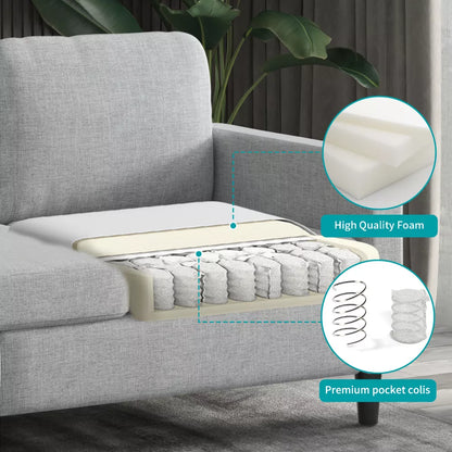 Mjkone 3-Seat Convertible L-Shaped Sectional Sofa w/ Reversible Storage Ottoman & Cup Holders - Modern, Space-Saving for Living Room/Office