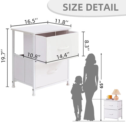 Somdot Small Dresser 2 DrawersFabric Storage Organizer Bedroom, White Leather