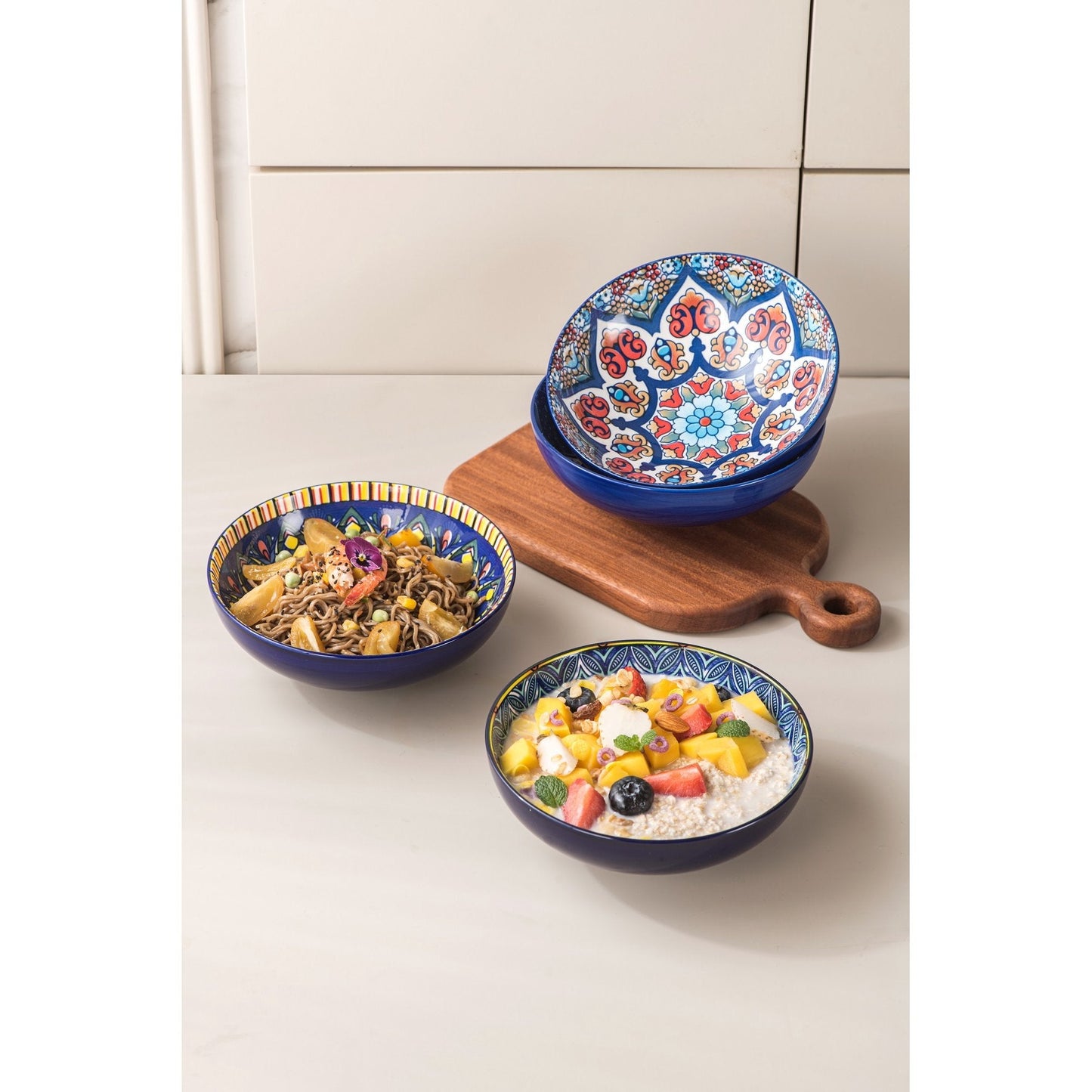 UNICASA 28oz Porcelain Cereal Bowls,Salad Soup Bowl,7.25-inch Round Ceramic Serving Bowls for Salad,Fruit,Pasta,Dinner