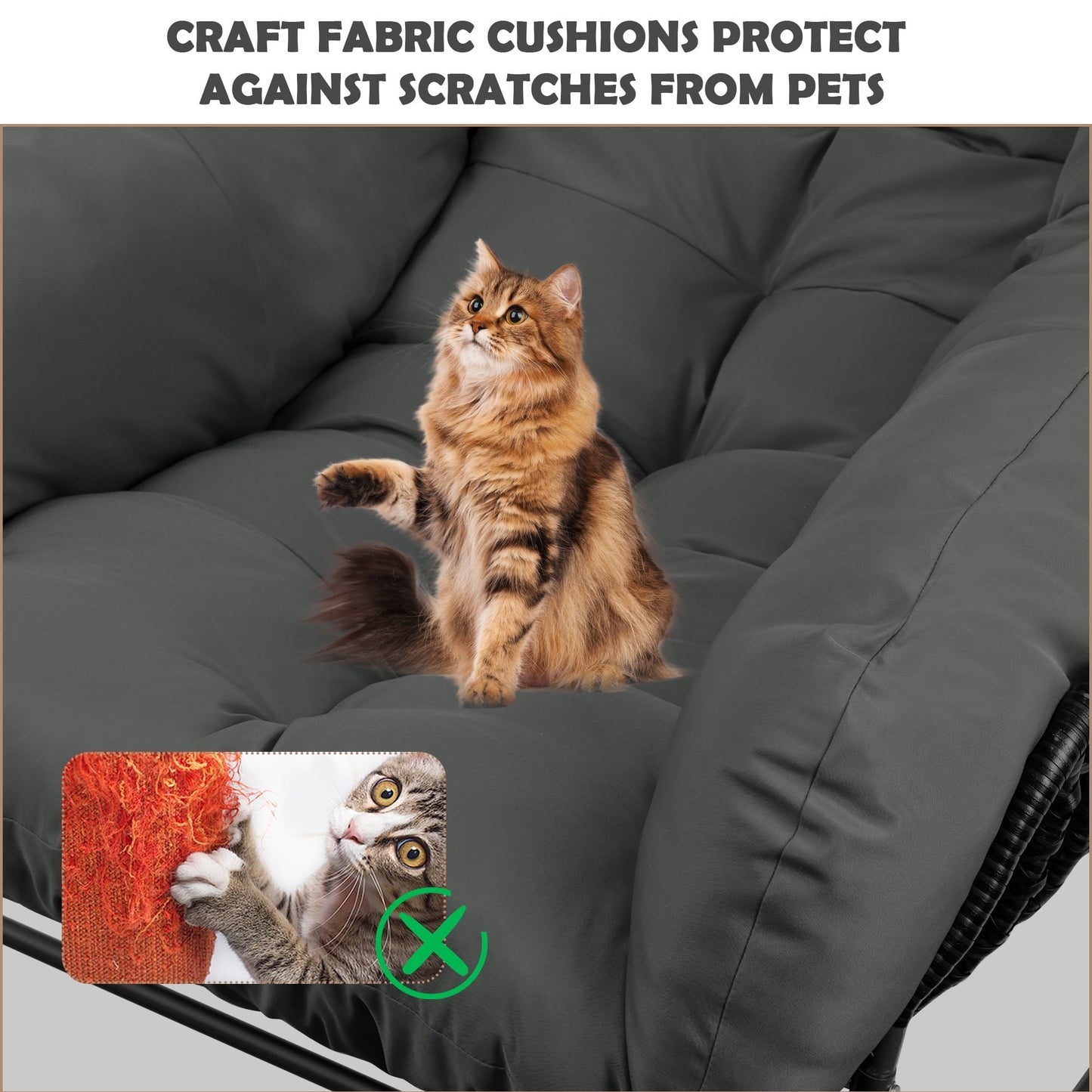 Poteban Outdoor Bistro Sets, 3 Piece Patio Chairs with Padded Cushions Patio Bistro Furniture Set with Side Table for Porch, Balcony, Backyard