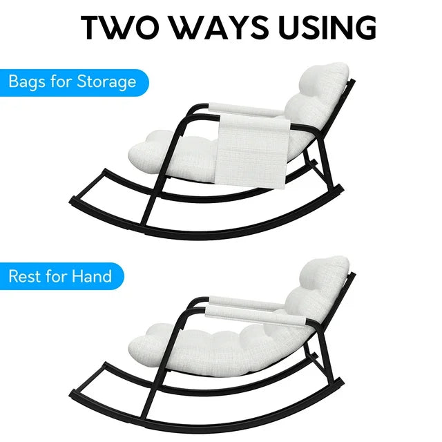 HomeZeer Grand Patio Rocking Chair with Cushion, Grand Papasan Chair Outdoor and Indoor, Oversize Papasan Rocking Chair for Living Room, Porch, Backyard, Beige