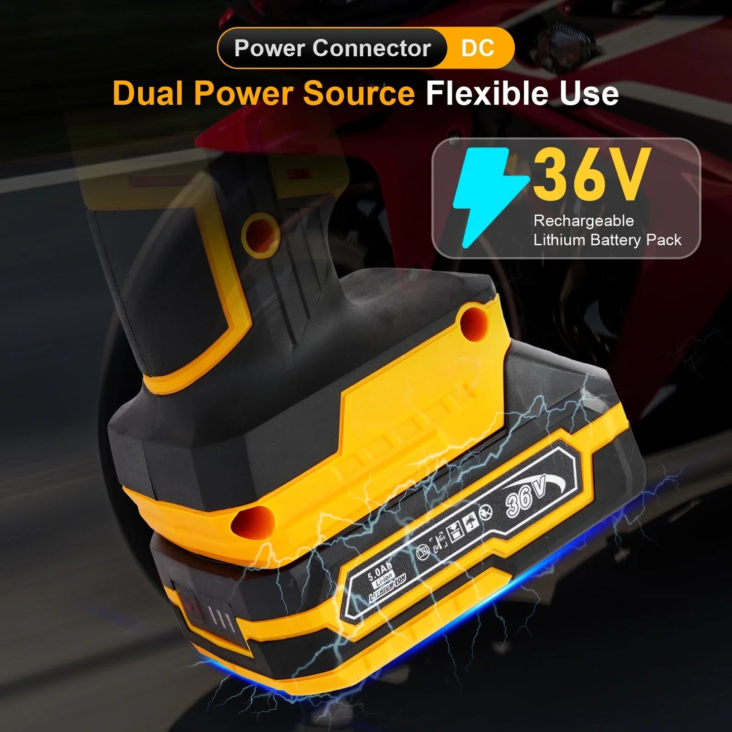 Baokaler Cordless Tire Inflator Air Compressorfor Cars Motorcycles, 20V Portable Car Air Pump with Rechargeable Battery and Charger, Yellow