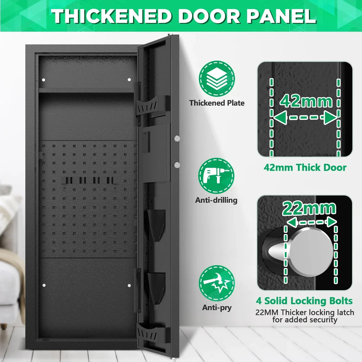 RXDSAFE 12-15 Gun Cabinet, Quick Access Long Gun Safe for Home Rifles and Pistols, Large Unassembled Rifle Safe with Removable Shelves, Digital Keypad, Alarm System