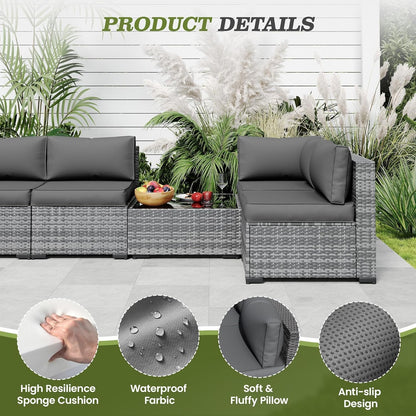 Poteban Outdoor Cushions for Patio Furniture Replacement, Waterproof Patio Furniture Cushions, Deep Seat Patio Cushions, Patio Seat Cushions for Outdoor Sectional (Grey)