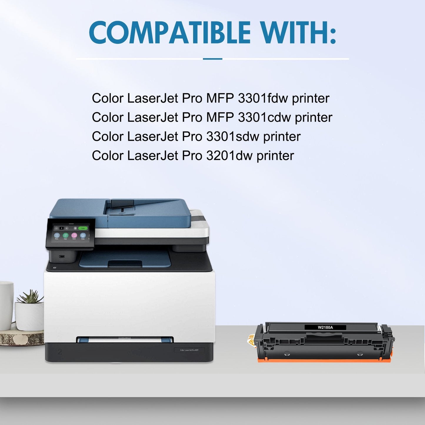 218X Toner Cartridges 4 Pack No Chip Compatible for HP 218X W2180X 218A W2180A 218 3301fdw Color Laserjet Pro MFP 3301fdw 3301cdw 3201dw 3301sdw 3301 3201 Series Printer High Yield Ink