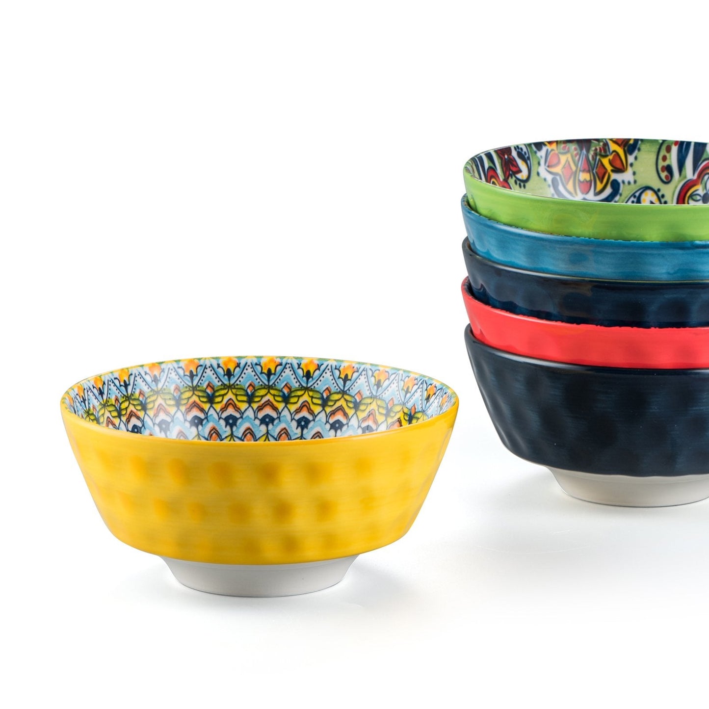 UNICASA Cereal Bowls 25 oz Colorful 7 In Ceramic Soup Bowls Set of 4 for Kitchen,Dishwasher & Microwave Safe- for Cereal,Soup,Oatmeal,Salad, Pasta