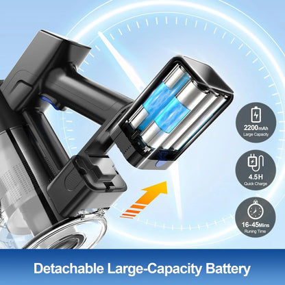 UMLo Cordless Vacuum Cleaner, 25Kpa Powerful Stick Vacuum with Brushless Motor, 6-in-1 Lightweight Rechargeable Vacuum Cleaners for Home Carpet Hard Floor Pet Hair