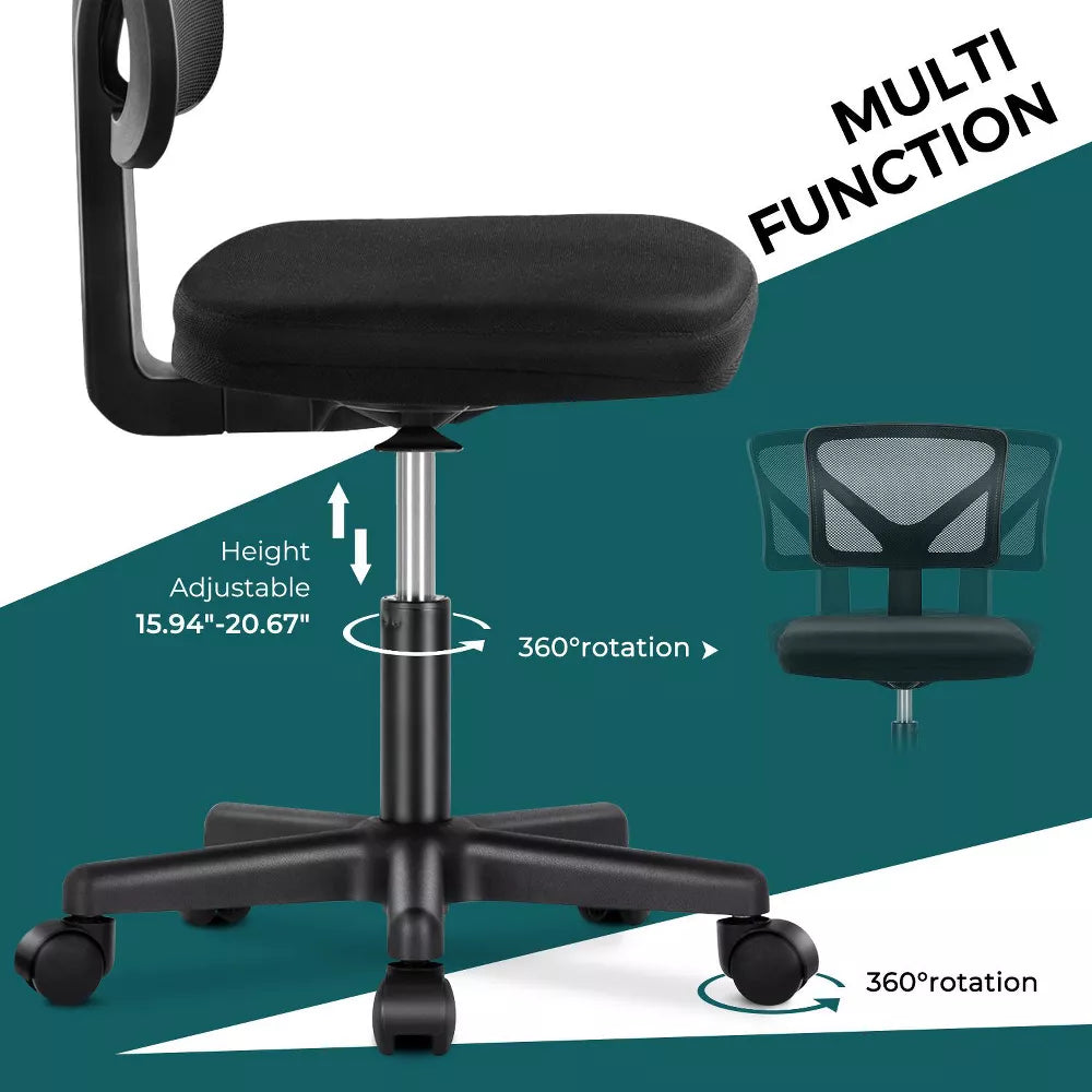 NicBex Adjustable Height Home Office Mesh Chairs with Lumbar Support and Universal Wheels for Work Study