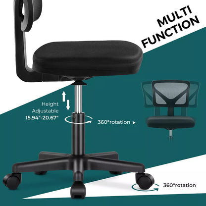 NicBex Adjustable Height Home Office Mesh Chairs with Lumbar Support and Universal Wheels for Work Study