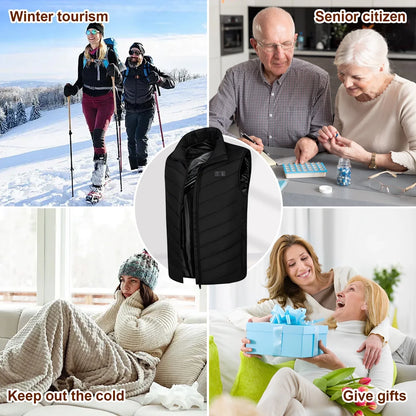Heated Vest with 17 Heating Areas, Multifunctional Lightweight Heating Vest for Women with 3-Level Temperature Control, M Size, Black
