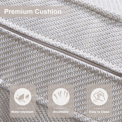 Poteban Outdoor Patio Conversation Sets All Weather Wicker Furniture Set with Coffee Table, Sofa, Swivel Rocking Chair and Ottoman for Pool, Backyard, Garden