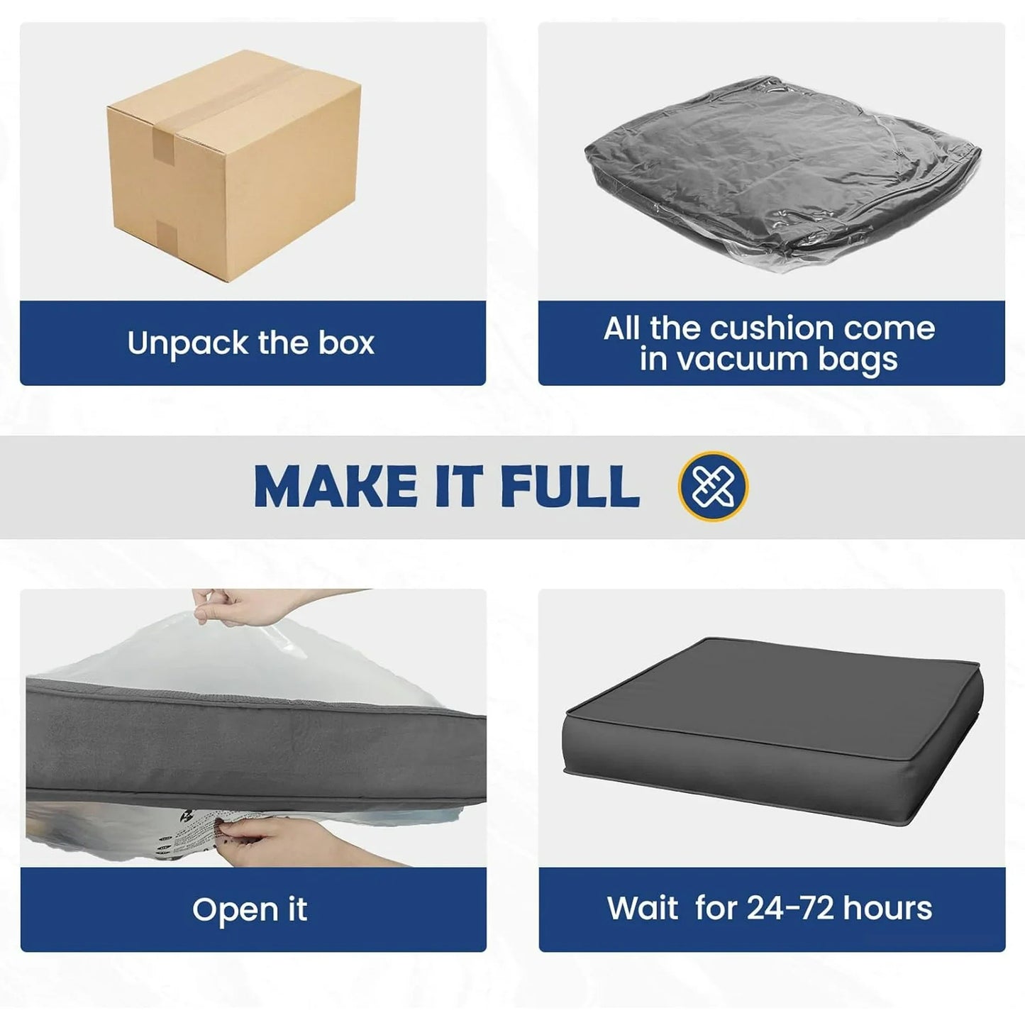 ECOPATIO Outdoor Cushions for Patio Furniture, 4'' Replacement Cushions for Outdoor Furniture, Set of 4 Water-Resistant Outdoor Sectional Cushions for Sofa Couch Chair (Grey)