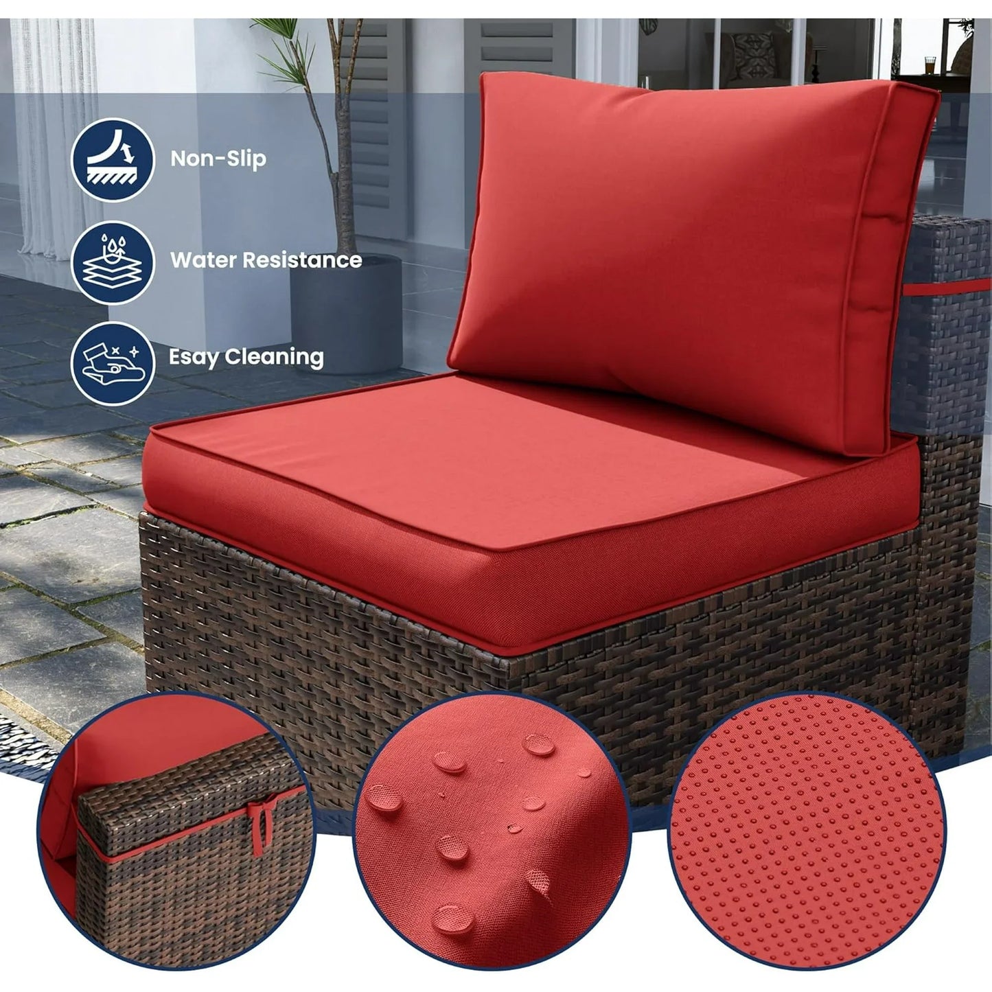 Poteban Patio Furniture Sets, Modular Rattan Outdoor Patio Sectional Furniture Sofa Set, Wicker Patio Conversation Set for Backyard,7PCS
