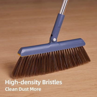 Somdot Broom and Dustpan Set with 51 inches Long Handle Broom Foldable Standing Dustpan, Blue