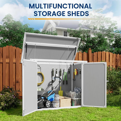 ECOPATIO Outdoor Storage Shed 41 Cu Ft Weather Resistant Resin with Floor Gray