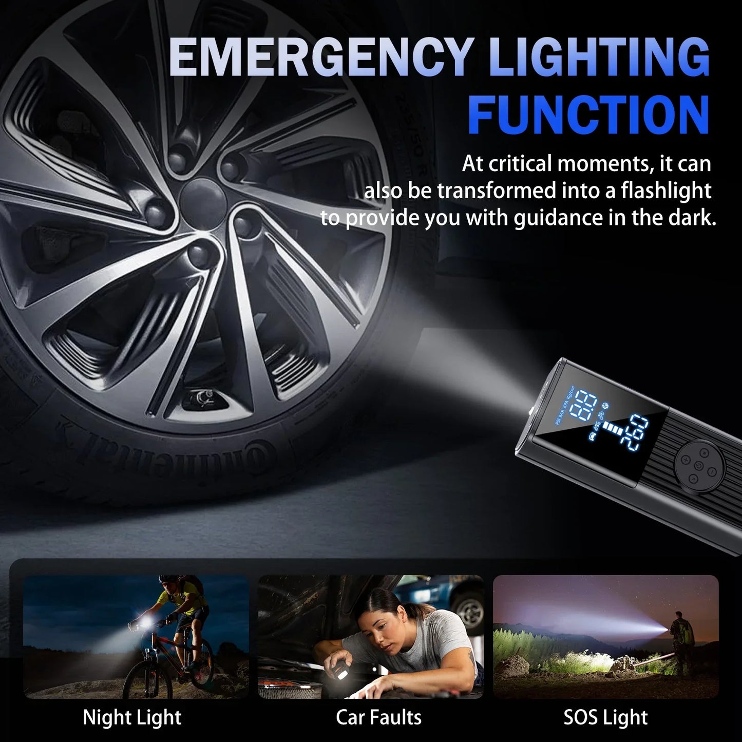 CATGOOD 180PSI Cordless Air Compressor Tire Inflator, 22-Cylinder Air Pump with LED Digital Pressure, 8500MAH Rechargeable Tire Pump for Car Tires,Bikes,Balls,Motorcycles