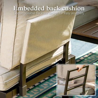 Poteban Aluminum Patio Furniture Set, Modern Metal Outdoor Patio Furniture, 8 Pieces Patio Conversation Sets with Side Table for Poolside, Deck, Gray