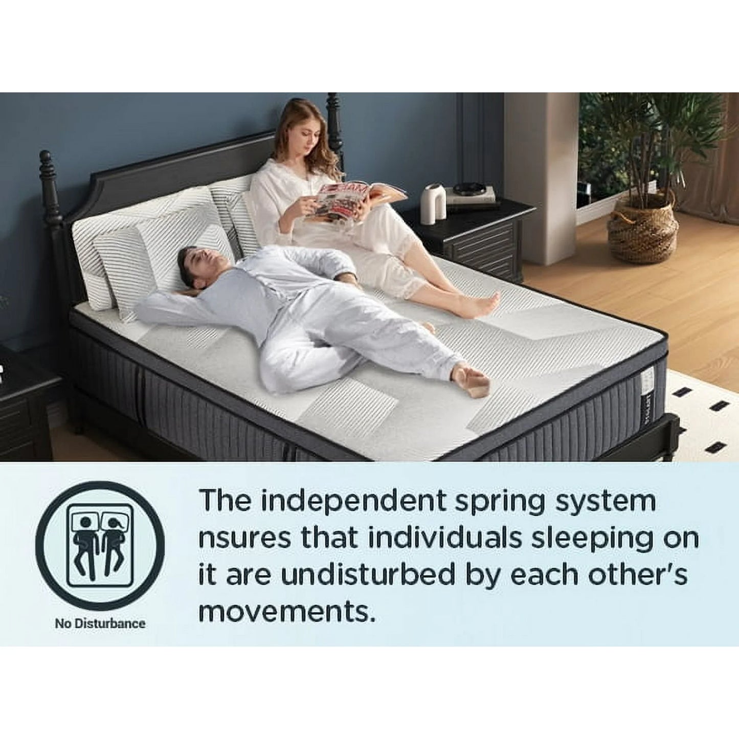 Queen Mattress, 14 Inch Hybrid Mattress, Plush Feel Soft Memory Foam Queen Size Mattress in a Box and Pocket Springs, Balance Support & Pain-Relief