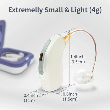 Delmicure Hearing Aids, Portable and Comfortable Digital Hearing Amplifiers with 32 Channel&4 Mode Interface for Moderate to Severe Hearing Loss in the Elderly, White