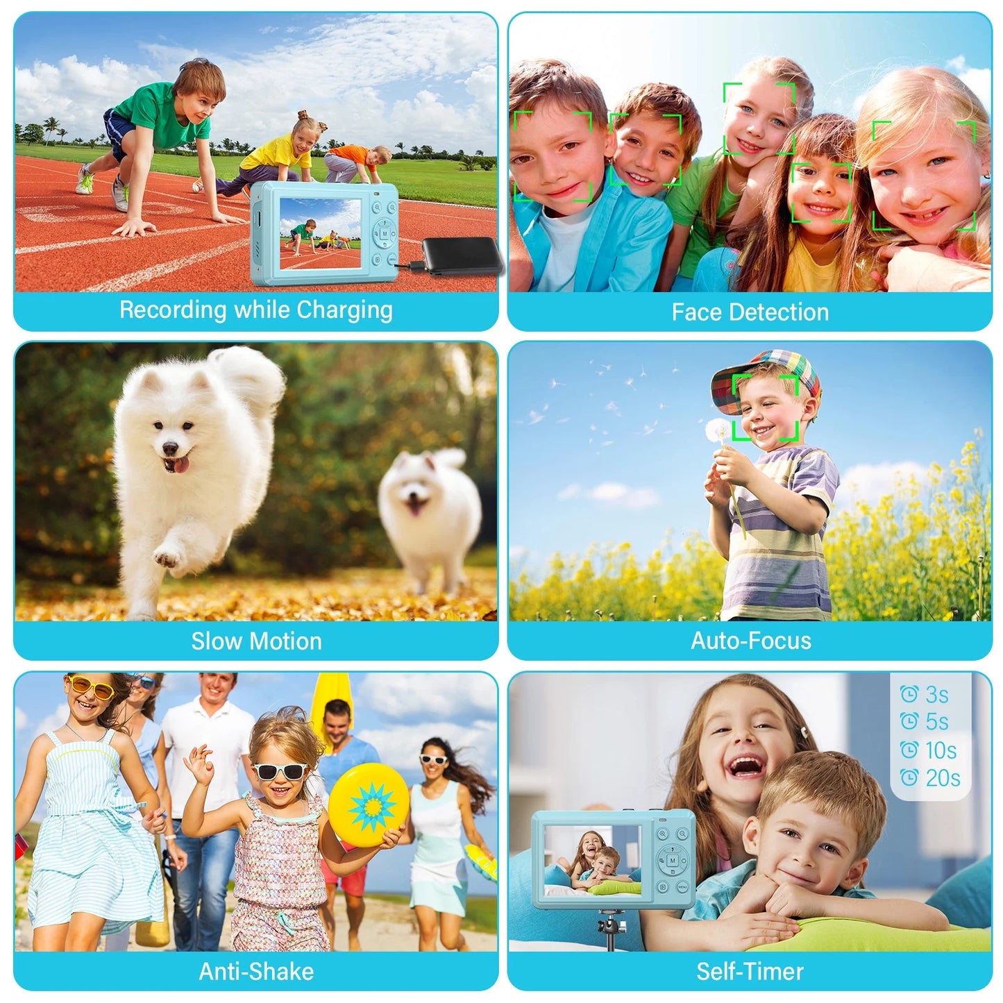 MARVUE Digital Camera 4K UHD 64MP Vlogging Camera, Autofocus Compact Camera with 16X Digital Zoom, Point and Shoot Digital Camera with 32GB SD Card & 2 Batteries - Blue