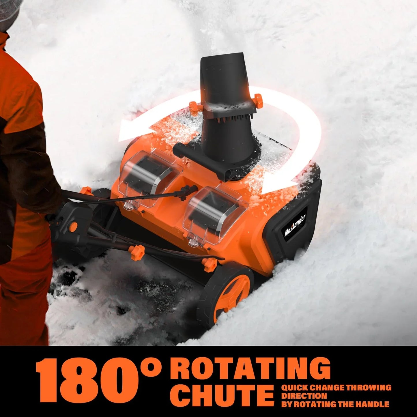 MAXLANDER Snow Blower Cordless, 40V 20-Inch Brushless Cordless Snow Blower with Dual LED Lights, 180¡ã Rotating Chute, Electric Snow Blower Battery Powered£¨2 x 4.0Ah Batteries and Charger Included£©