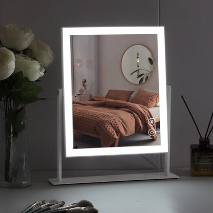 Fenchilin Hollywood Vanity Makeup Mirror with Lights Bluetooth Metal Tabletop White 12''x14''