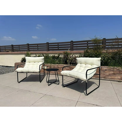 Poteban Outdoor Bistro Sets, 3 Piece Patio Chairs with Padded Cushions Patio Bistro Furniture Set with Side Table for Porch, Balcony, Backyard