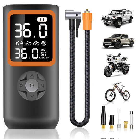BAOKALER Tire Inflator Portable Air Compressor, Cordless Air Pump for Car Tires with Pressure Gauge & LED Light