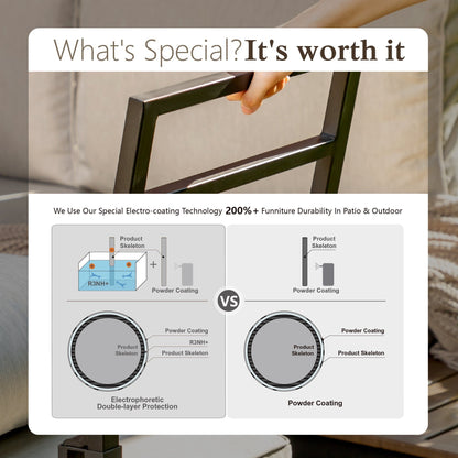 Poteban Aluminum Patio Furniture Set, Modern Metal Outdoor Patio Furniture, 8 Pieces Patio Conversation Sets with Side Table for Poolside, Deck, Gray