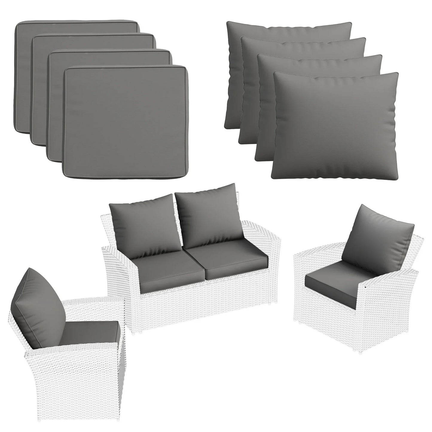 ECOPATIO Outdoor Cushions for Patio Furniture, 4'' Replacement Cushions for Outdoor Furniture, Set of 4 Water-Resistant Outdoor Sectional Cushions for Sofa Couch Chair 2025