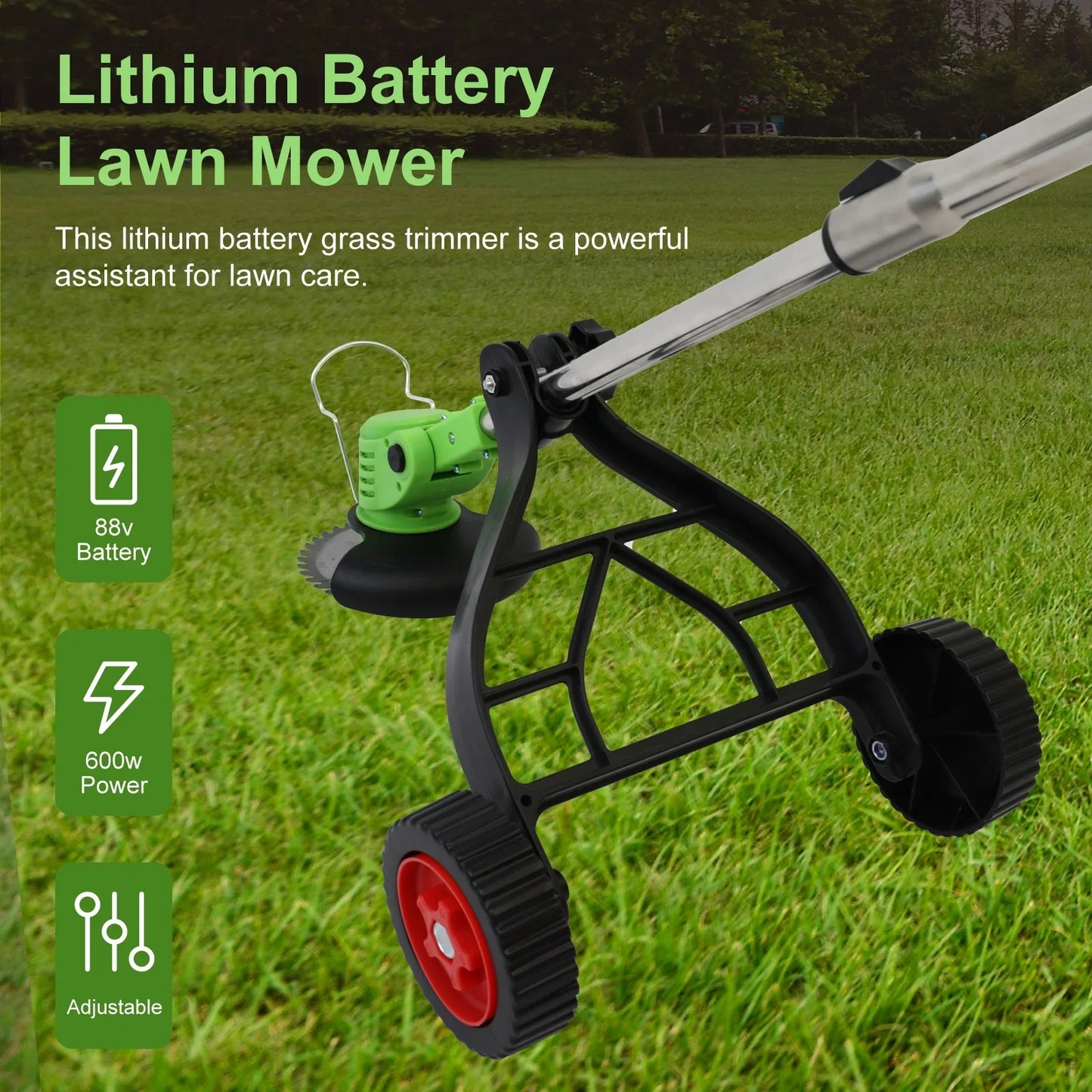 BAOKALER 24 Volt Straight Shaft Walk Behind String Trimmer, Cordless