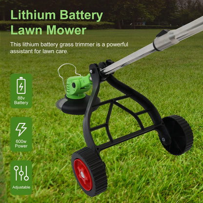 BAOKALER 24 Volt Straight Shaft Walk Behind String Trimmer, Cordless