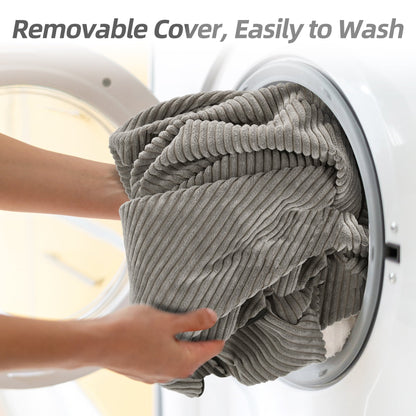 Homguava Bean Bag Chair: Teardrop Bean Bags with Memory Foam Filled, Compact Beanbag Chairs Soft Sofa with Corduroy Cover (Grey)