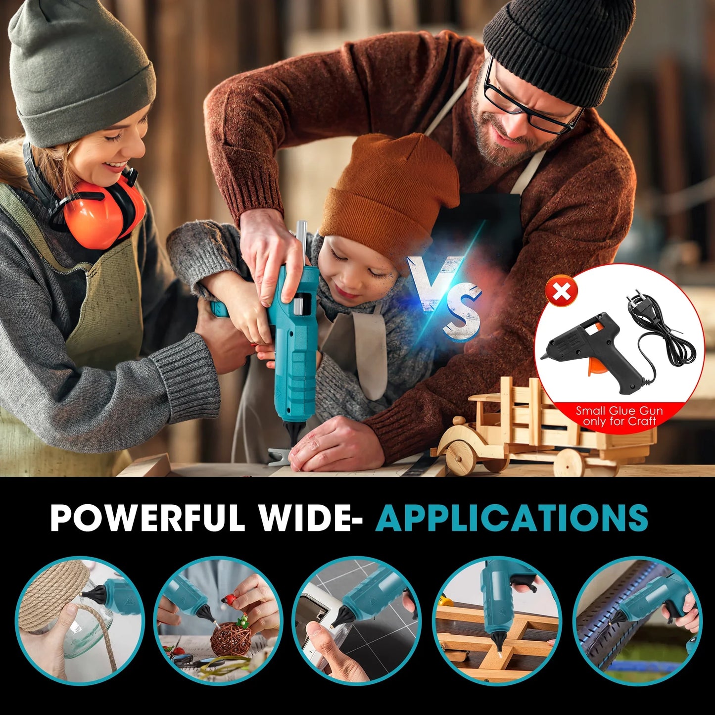 DOULAMI 100W Cordless Hot Glue Gun with 2.5A Battery and 40 Pcs Glue Sticks Perfect for Crafts U91