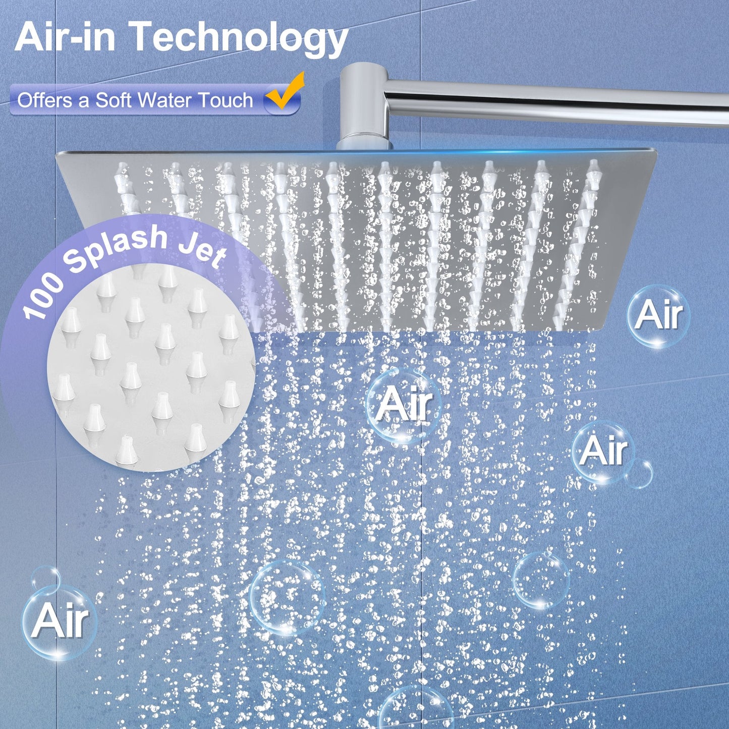 Doulami 8 Rain Shower Head Combo with Handheld, Dual Shower Head with Filter 10 Setting Handheld Showerhead with Adjustable Extension Arm