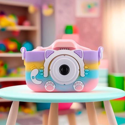 MARVUE Kids Digital Camera with Cute Silicone Cover, Boys Girls Toy Cameras for Ages 3-10 Pink