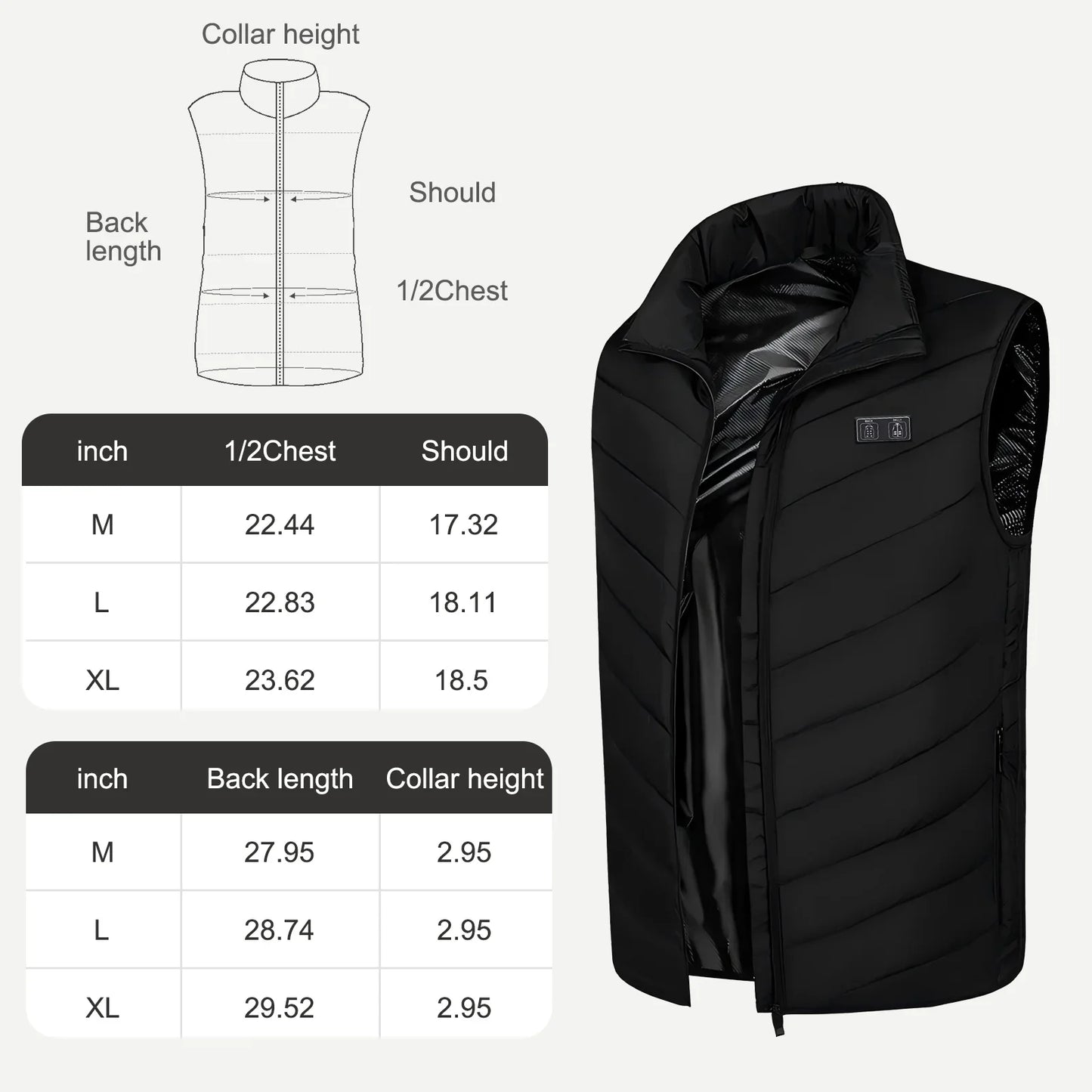 Heated Vest with 17 Heating Areas, Multifunctional Lightweight Heating Vest for Women with 3-Level Temperature Control, M Size, Black
