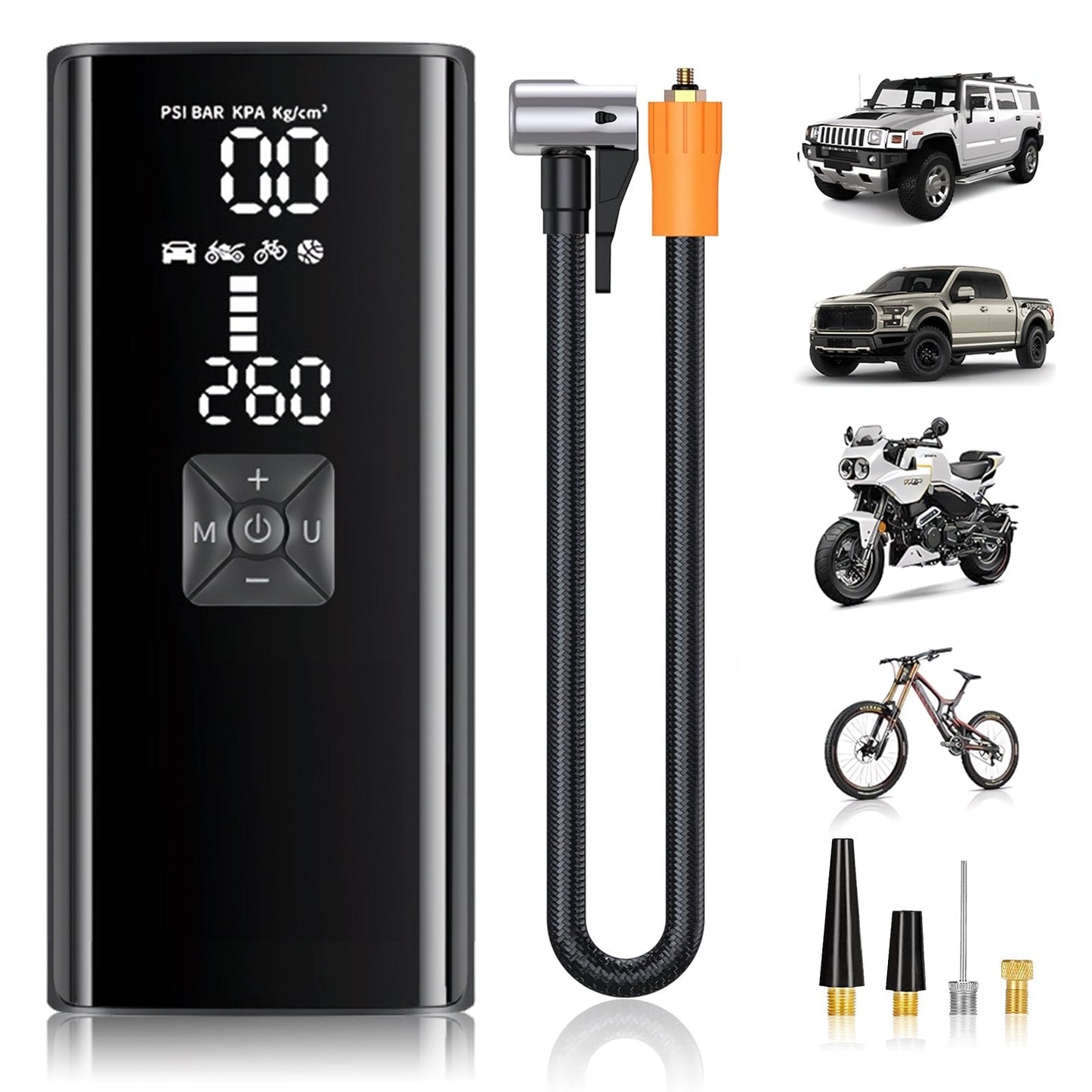 BAOKALER Tire Inflator with LED Light, 150PSI Portable Air Compressor for Car Tires with 6000mAh Battery